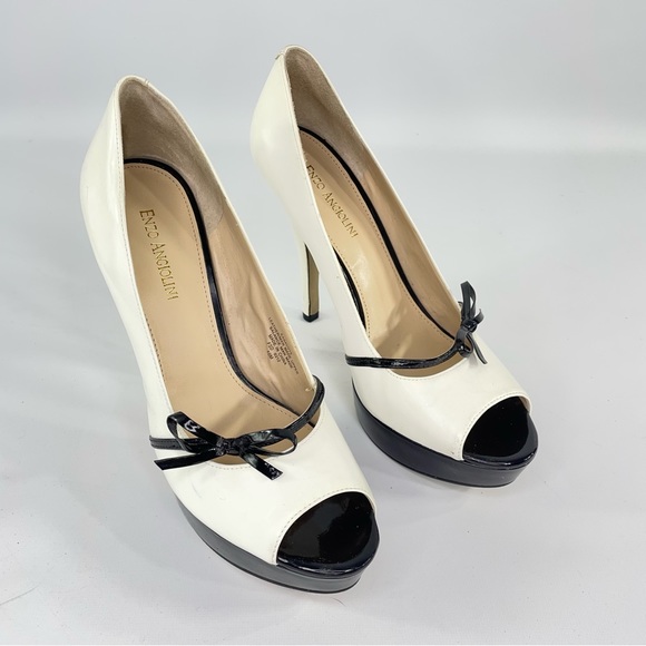 Enzo Angiolini Shoes Enzo Angiolini White Savoye Pump Black Bow